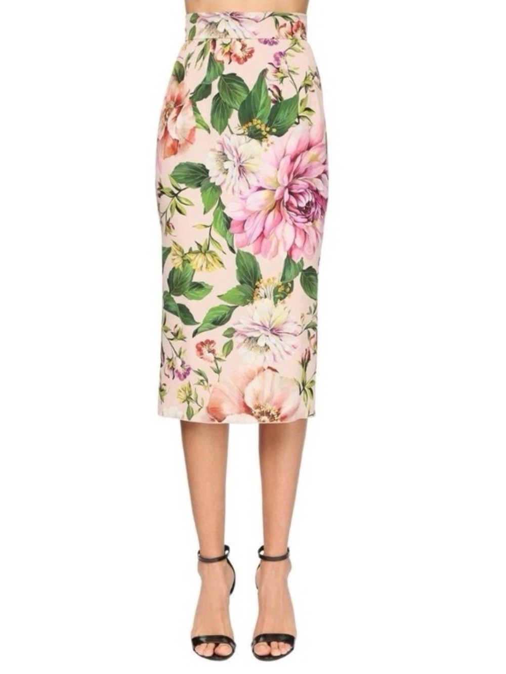 Dolce & Gabbana Pink Floral Pencil Skirt 89% Silk NWT Size IT46